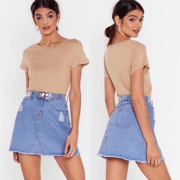 Nasty Gal ‘My Kind of Trouble is You Denim Skirt’ Mini Distressed NWT Size 6 - Picture 1 of 11